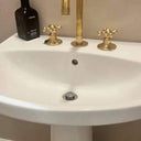 Unlacquered Brass Deck Mounted Bathroom Faucet bathroom faucet for bathroom vanities, powder rooms, basin sinks, and vintage-inspired wash spaces - view 2