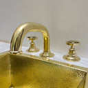 Unlacquered Brass Deck Mounted Faucet Wheel Handle Bathroom Faucets detail view 2