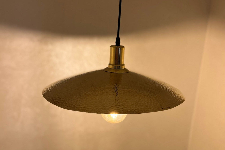 Unlacquered Brass Dome Pendant Light — Moroccan Shadow Ceiling Lamp pendant light for kitchen islands, dining rooms, vanities, and warm artisan interiors - view 1