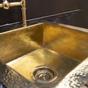 Hammered brass island bar sink – side view showing bowl depth