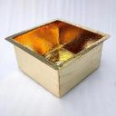 Hammered unlacquered brass kitchen sink – side view showing depth