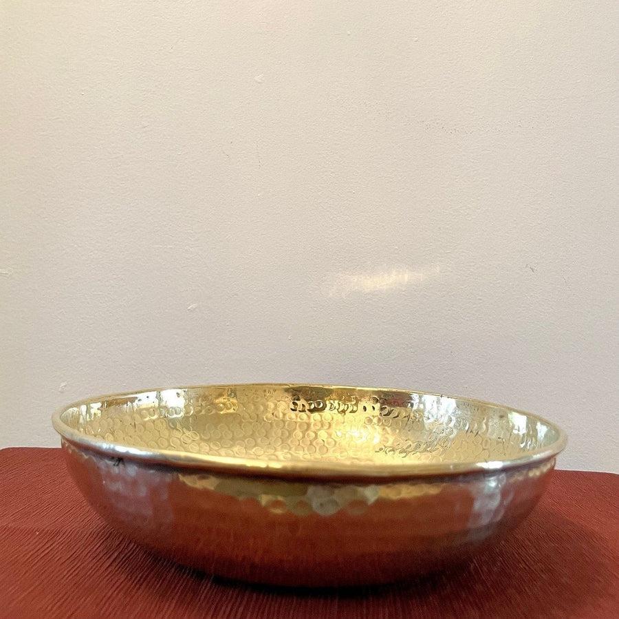 Unlacquered Brass Pedestal Bowl home decor accent for entryways, bathrooms, kitchens, shelves, and warm artisan interiors - view 1