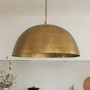 Unlacquered Brass Pendant Light, Round Brass Light Fixture home decor accent for entryways, bathrooms, kitchens, shelves, and warm artisan interiors - view 2