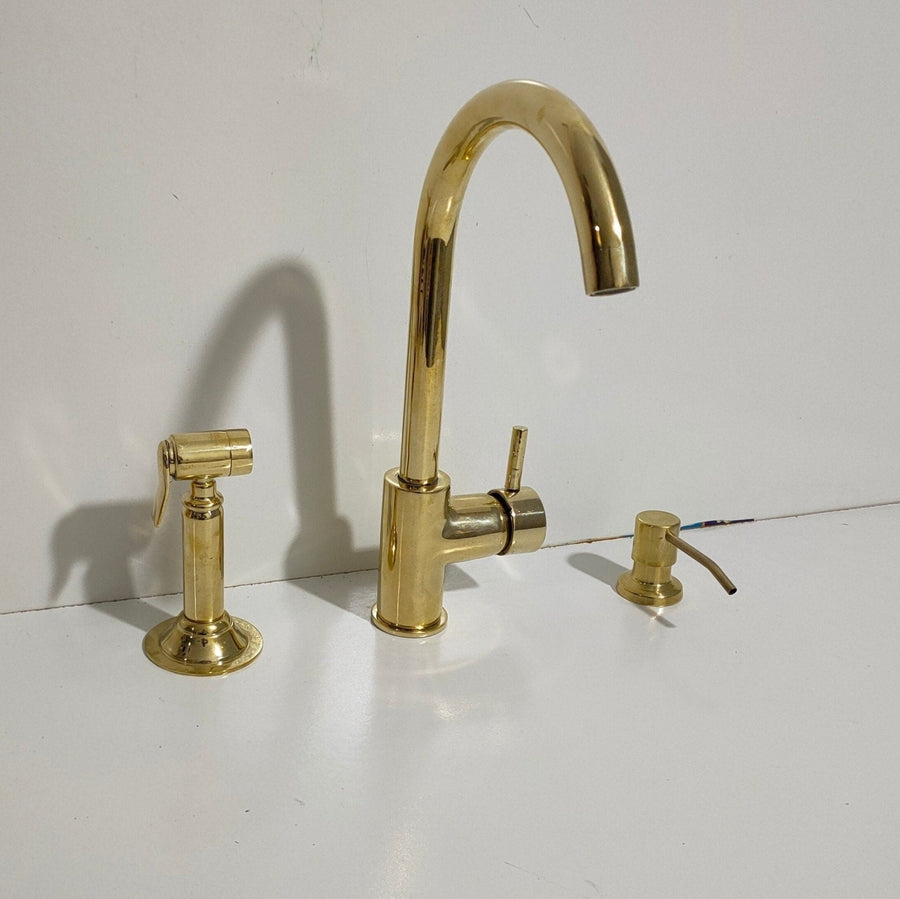 Unlacquered Brass Single Hole Kitchen Faucet home decor accent for entryways, bathrooms, kitchens, shelves, and warm artisan interiors - view 1