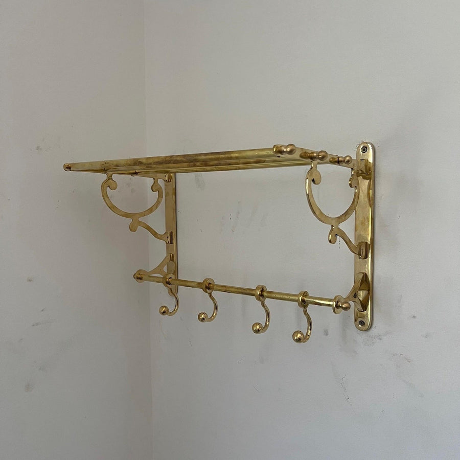 Unlacquered Brass Towel Rack With hooks home decor accent for entryways, bathrooms, kitchens, shelves, and warm artisan interiors - view 1