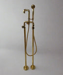 Unlacquered Brass Tub filler Faucet With Wheel Handle home decor accent for entryways, bathrooms, kitchens, shelves, and warm artisan interiors - view 1