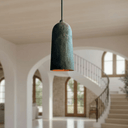 Verdigris Copper Cylinder Pendant – Long Patina Ceiling Light for Kitchens Pendant Lighting detail view 3
