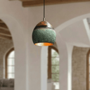 Green Patina Copper Pendant – Oval Cutout Ceiling Light for Rustic Decor Pendant Lighting product photo