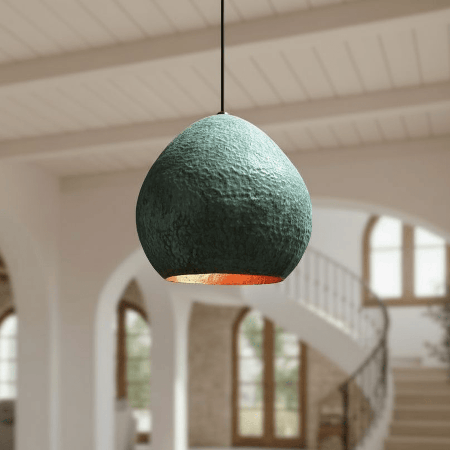 Verdigris copper dome pendant — green patina ceiling light for rustic decor — Brass For Homes